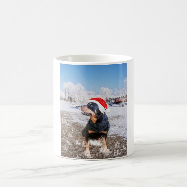 Rottweiler Christmas Cap Coffee Mug 11 oz (Center)