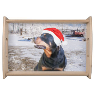 Rottweiler Christmas Cap Serving Tray