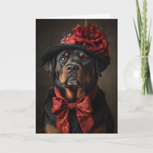 Rottweiler Christmas Card Elegant Victorian Dog (Front)