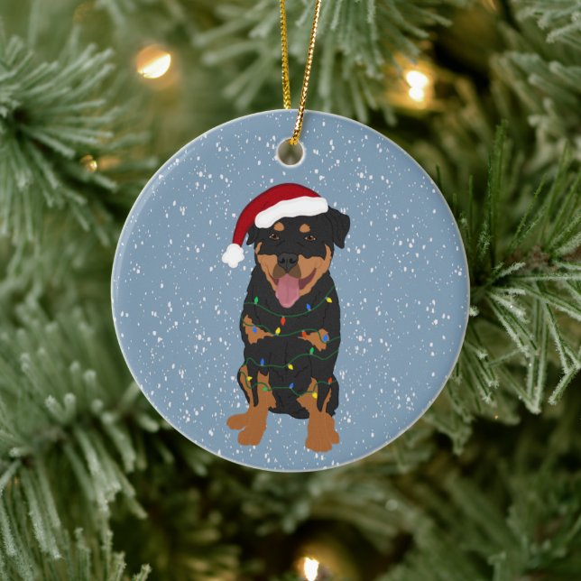 Rottweiler Christmas Ceramic Ornament (Tree)