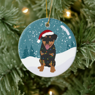 Rottweiler Christmas Ceramic Ornament