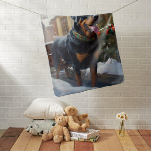 Rottweiler Christmas Festive Season Baby Blanket