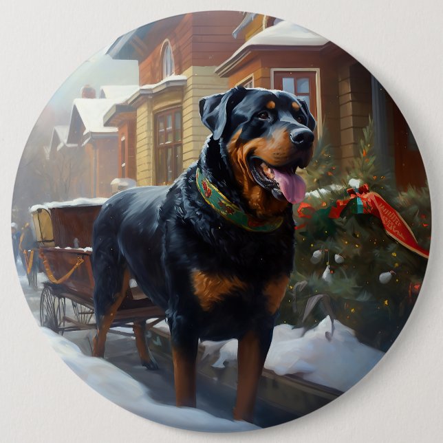 Rottweiler Christmas Festive Season Button (Front)