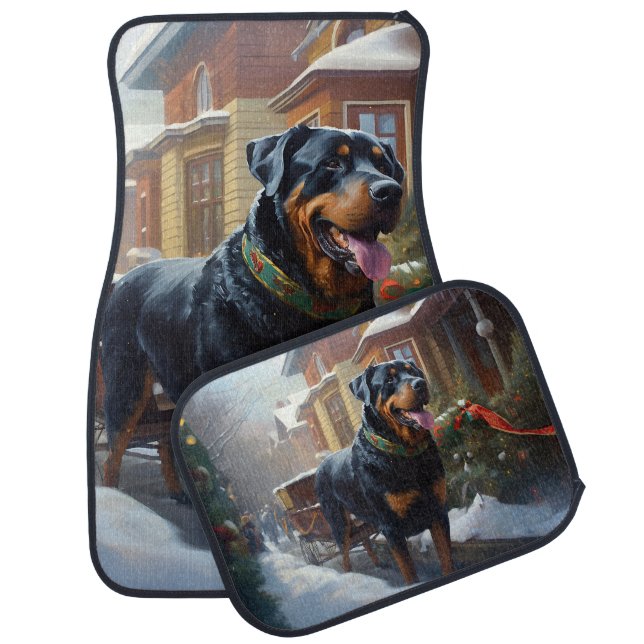 Rottweiler Christmas Festive Season Car Floor Mat (Set)