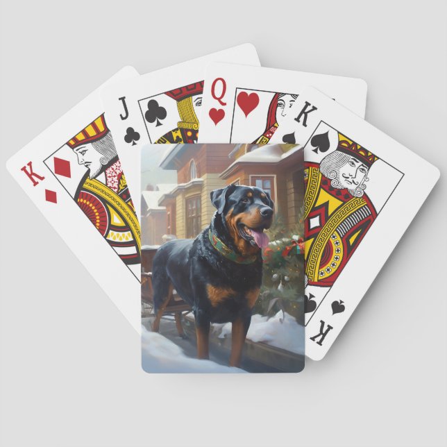 Rottweiler Christmas Festive Season Poker Cards (Back)