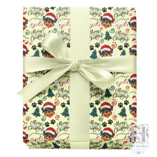 Rottweiler Christmas Gift Wrapping Paper - Yellow