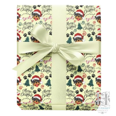 Rottweiler Christmas Gift Wrapping Paper - Yellow