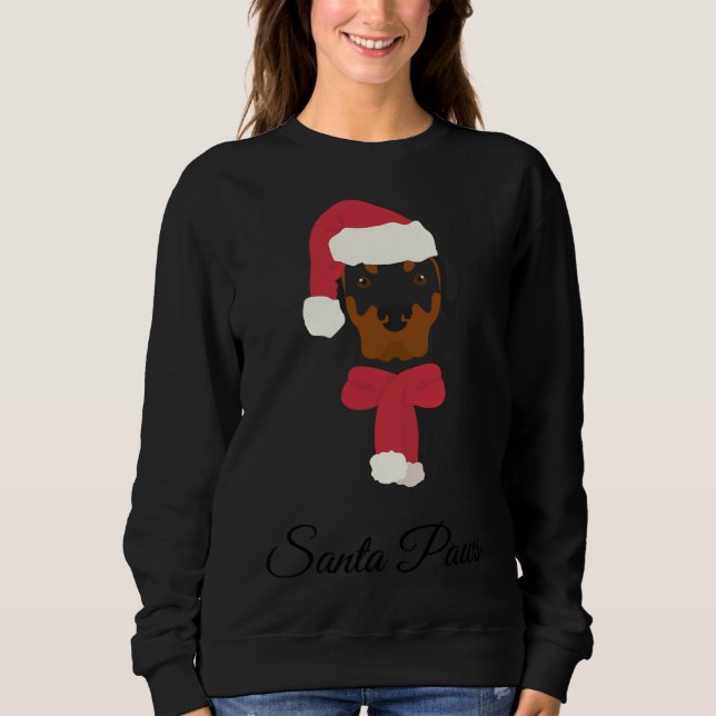 Rottweiler Christmas Illustration Dog With Santa H Sweatshirt (Front)