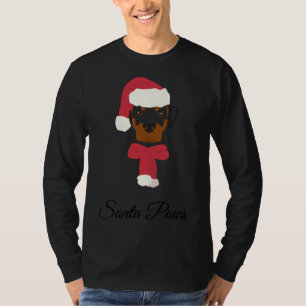Rottweiler Christmas Illustration Dog With Santa H T-Shirt