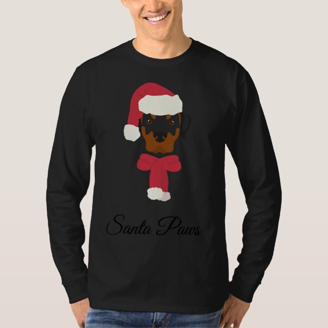 Rottweiler Christmas Illustration Dog With Santa H T-Shirt (Front)