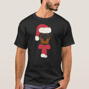 Rottweiler Christmas Illustration Dog With Santa H T-Shirt
