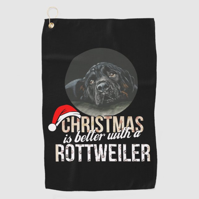 Rottweiler - Christmas is better with a Rottweiler Golf Towel (Front)