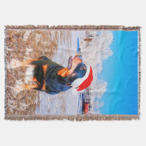 Rottweiler Christmas Painting Blanket 54 x 38
