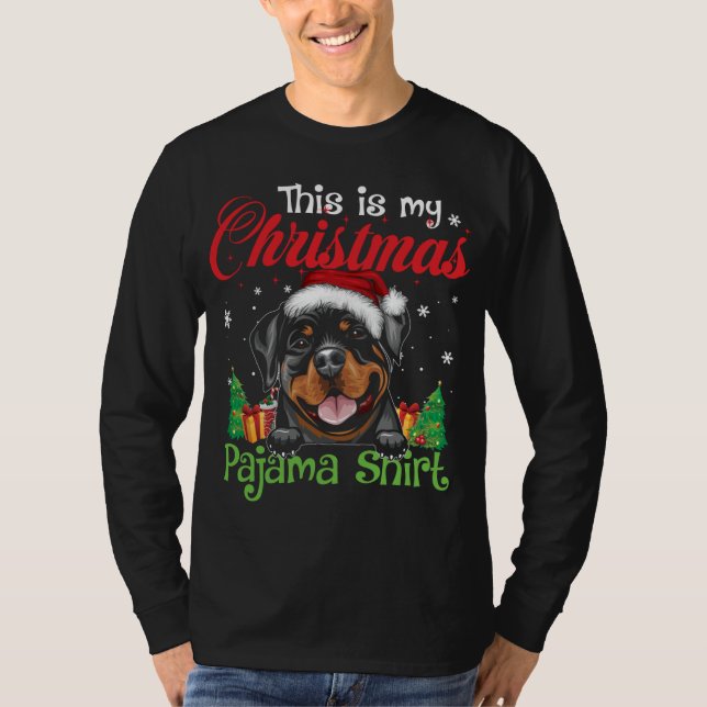 Rottweiler Christmas Pajama Funny Dog Lover Xmas G T-Shirt (Front)