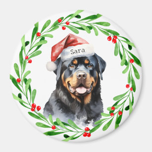 Rottweiler Christmas Personalized Monogram Name Magnet