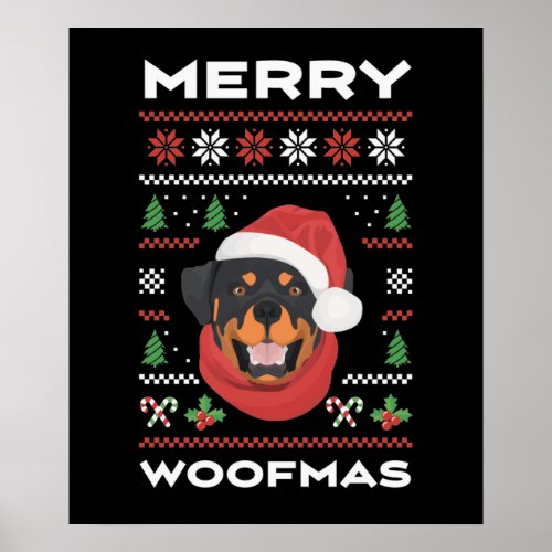 Rottweiler Christmas Poster