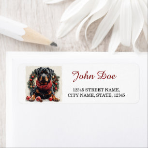 Rottweiler Christmas Return Address Label