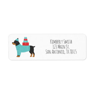 Rottweiler Christmas Return Address Label