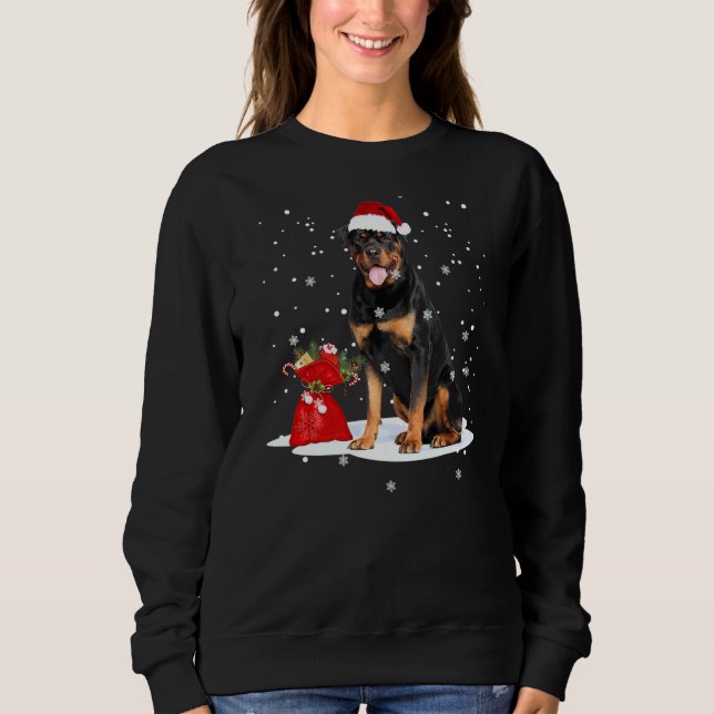 Rottweiler Christmas  Santa Hat Animal Sweatshirt (Front)