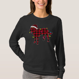 Rottweiler Christmas Santa Hat Red Plaid Buffalo P T-Shirt