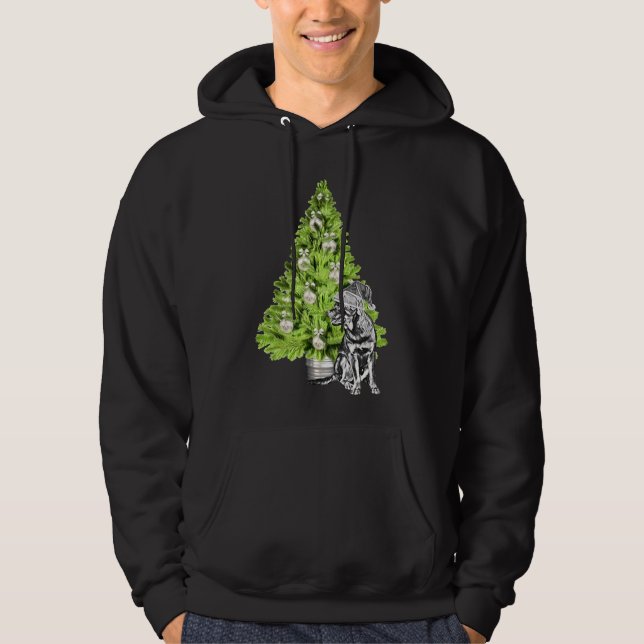 Rottweiler Christmas Scene With Christmas Tree And Hoodie (Front)