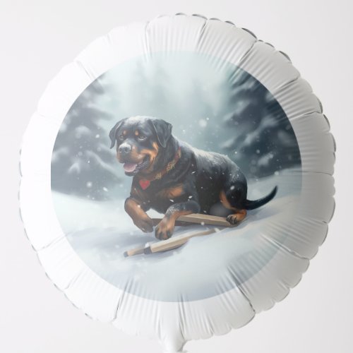 Rottweiler Christmas snow winter Throw Pillow Balloon