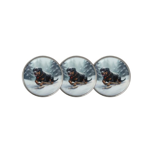 Rottweiler Christmas snow winter Throw Pillow Golf Ball Marker