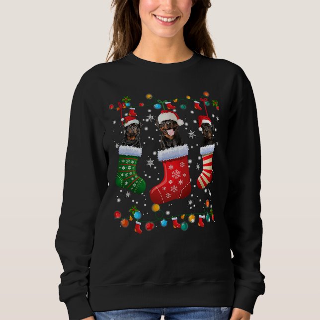 Rottweiler Christmas Socks  Xmas Rottie Dog Lover Sweatshirt (Front)
