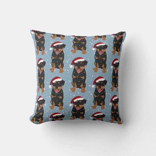 Rottweiler Christmas  Throw Pillow (Front)