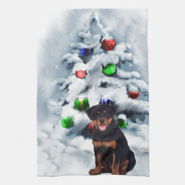Rottweiler Christmas Towel (Vertical)