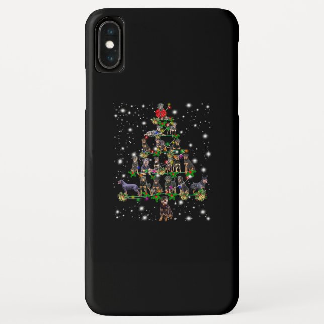 Rottweiler Christmas Tree Covered By Flashlight Case-Mate iPhone Case (Back)