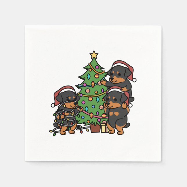 Rottweiler Christmas Tree Napkins (Front)
