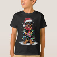 Rottweiler Christmas Tree Santa Hat Lights Xmas Do