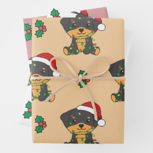Rottweiler Christmas Winter Animals Holiday Dogs Wrapping Paper Sheets