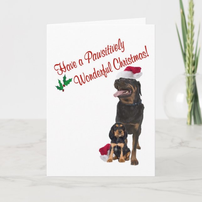 Rottweiler Christmas Wishes Holiday Card (Front)
