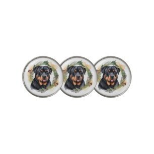 Rottweiler Christmas Wreath Festive Pup Golf Ball Marker