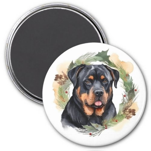 Rottweiler Christmas Wreath Festive Pup Magnet