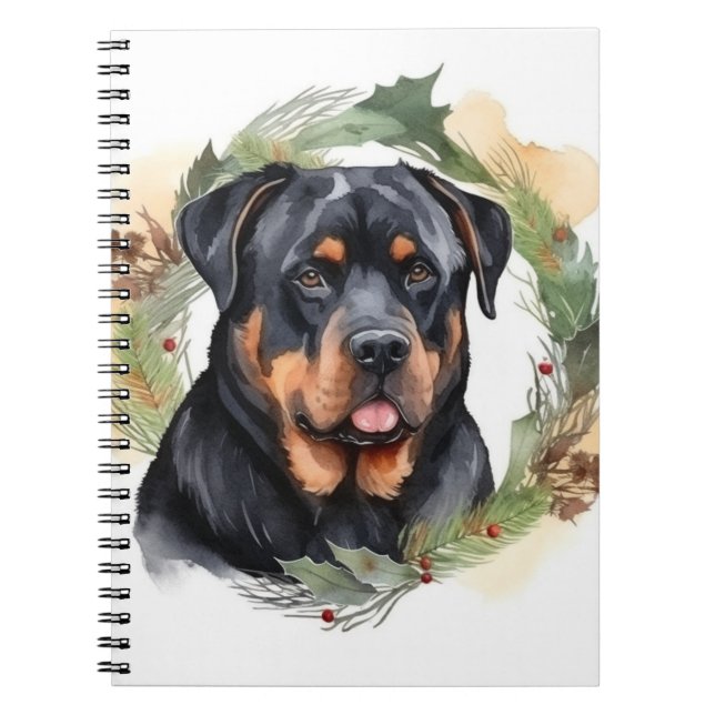 Rottweiler Christmas Wreath Festive Pup Notebook (Front)