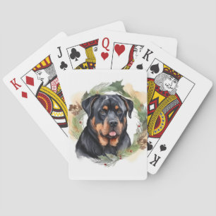 Rottweiler Christmas Wreath Festive Pup Poker Cards