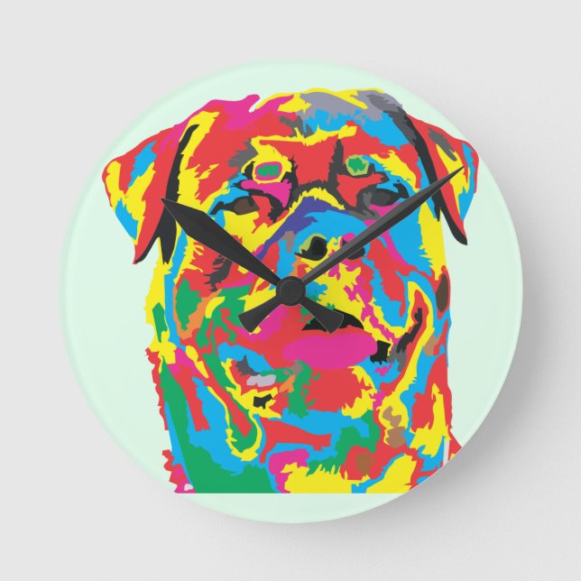rottweiler color round clock (Front)
