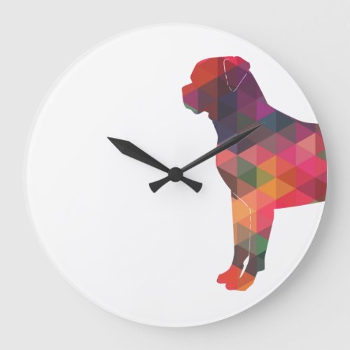 Rottweiler Colorful Geometric Pattern Silhouette Large Clock