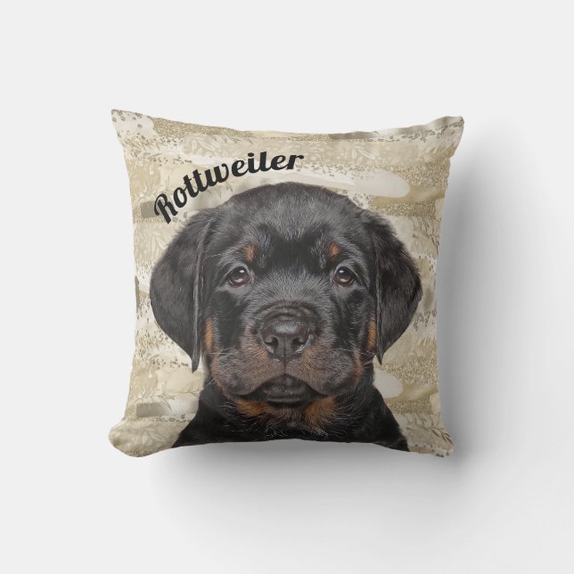 Rottweiler Custom Throw Pillow (Front)