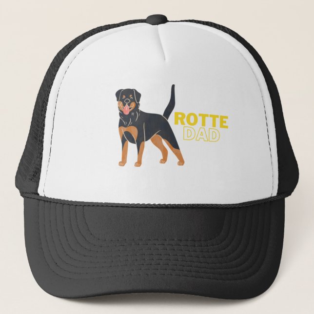 Rottweiler cute and funny dog  trucker hat (Front)
