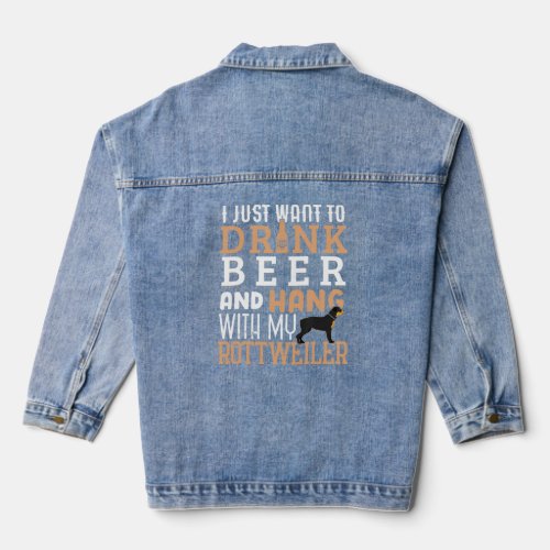 Rottweiler Dad Funny Fathers Day Rottie Dog Beer  Denim Jacket