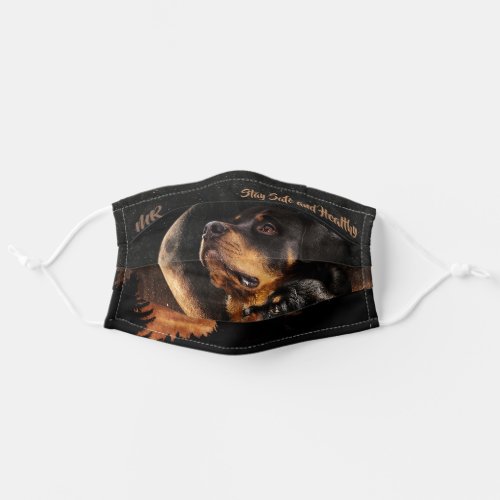 Rottweiler Dad  Pup Looking at Moon  Stars _ Adult Cloth Face Mask