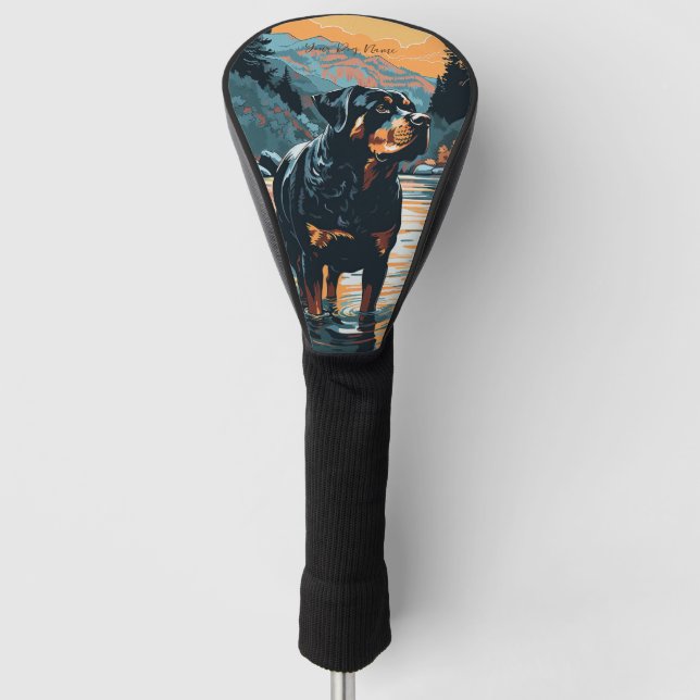 Rottweiler Dog 005 - Bruno Pokopen Golf Head Cover (Front)