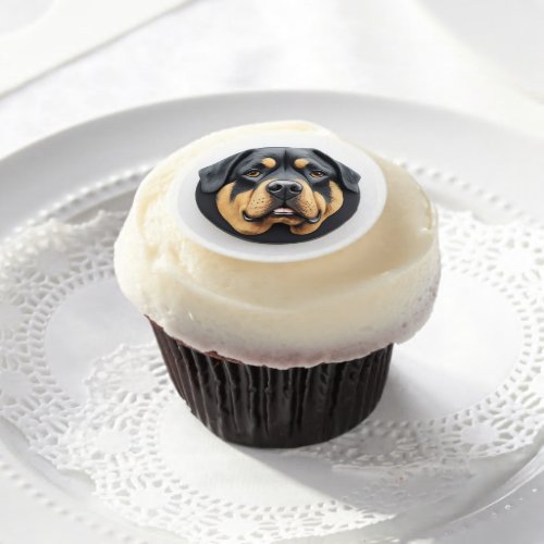 Rottweiler Dog 3D Inspired Edible Frosting Rounds