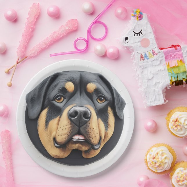 Rottweiler Dog 3D Inspired Paper Plates (Party)