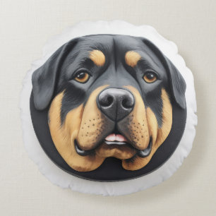 Rottweiler Dog 3D Inspired Round Pillow