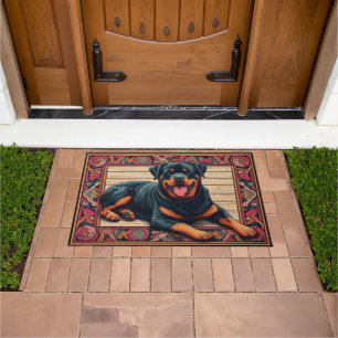Rottweiler Dog 3D Stylish Colorful Border Doormat
